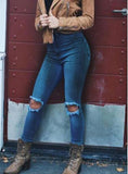 Women's Blue Jeans Ripped Knees - vmlfashion-com