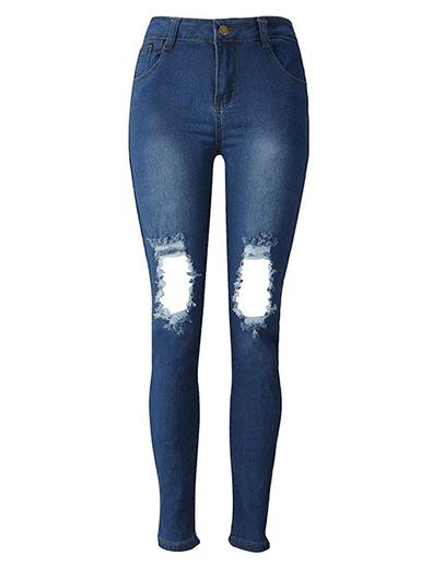 Women's Blue Jeans Ripped Knees - vmlfashion-com