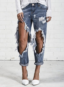 Women Blue Damage Jeans - vmlfashion-com