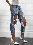 Women Blue Damage Jeans - vmlfashion-com