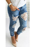 Women's Sexy Extreme Blue Flower Jeans - vmlfashion-com