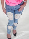 Women's Sexy Extreme Blue Flower Jeans - vmlfashion-com