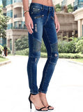 Women Blue Pencil Jeans  Blue / Worn Look - vmlfashion-com