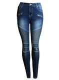 Women Blue Pencil Jeans  Blue / Worn Look - vmlfashion-com