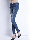 Women's Ripped and Faded Damage Jeans Heel Length Cut - vmlfashion-com