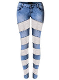 Women's Stripe Lace Stone Wash Jeans - vmlfashion-com