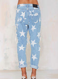 Women White Stars / Light Blue Jeans - vmlfashion-com