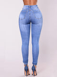 Women Blue Damaged Jeans - vmlfashion-com