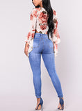 Women Blue Damaged Jeans - vmlfashion-com