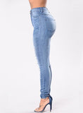 Women Sexy Style Blue Damage Jeans - vmlfashion-com