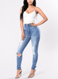 Women Sexy Style Blue Damage Jeans - vmlfashion-com