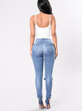 Women Sexy Style Blue Damage Jeans - vmlfashion-com