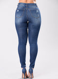 Women Blue Damaged Jeans - vmlfashion-com