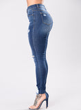 Women Blue Damaged Jeans - vmlfashion-com