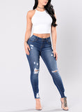 Women Blue Damaged Jeans - vmlfashion-com