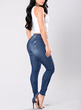 Women Blue Damaged Jeans - vmlfashion-com