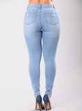 Women Blue Damaged Jeans - vmlfashion-com