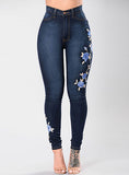 Women  Flower Printed Jeans - vmlfashion-com