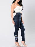 Women  Flower Printed Jeans - vmlfashion-com