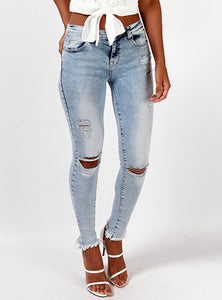 Women Light Blue Skinny Jeans - vmlfashion-com