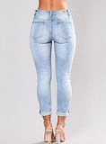 Women DamageFlower Printed Blue Jeans - vmlfashion-com