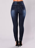 Women Navy Blue Damage Jeans - vmlfashion-com