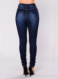 Women Dark Faded Blue Jeans Tight Fitting - vmlfashion-com