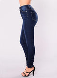 Women Dark Faded Blue Jeans Tight Fitting - vmlfashion-com