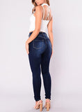 Women Dark Faded Blue Jeans Tight Fitting - vmlfashion-com