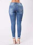 Women Blue Flower Jeans - vmlfashion-com