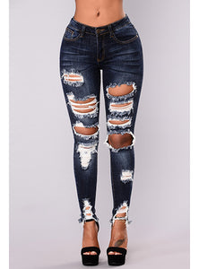 Women  Blue Damage Jeans - vmlfashion-com