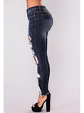 Women  Blue Damage Jeans - vmlfashion-com