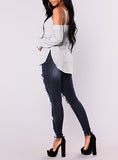 Women  Blue Damage Jeans - vmlfashion-com