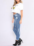 Women Distressing in Front and Back Damage Jeans - vmlfashion-com