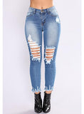 Women Distressing in Front and Back Damage Jeans - vmlfashion-com