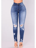 Women Light Blue Jeans Damaged Jeans - vmlfashion-com