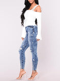 Women Light Blue Jeans Damaged Jeans - vmlfashion-com