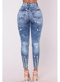 Women Light Blue Jeans Damaged Jeans - vmlfashion-com