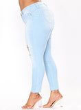 Women Blue  Damaged Jeans - vmlfashion-com