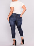 Women Plus Sized Blue Damaged Jeans - vmlfashion-com