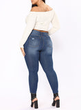 Women Blue Damaged Jeans - vmlfashion-com