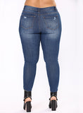 Women Blue Damaged Jeans - vmlfashion-com