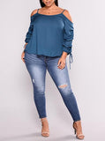 Plus Size Waist Hugger Blue Damage Jeans - vmlfashion-com