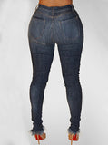 Women's Hand Damaged Dark Blue Jeans - vmlfashion-com