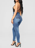 Women blue sexy Button Front High Waist jeans - vmlfashion-com