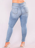 Women Light Blue Damaged Jeans - vmlfashion-com