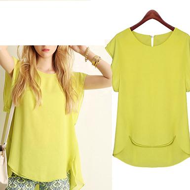 Women's Double Layers Citrus Yellow Top - vmlfashion-com