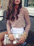 Womens Lace Detailing Long Sleeve Top - vmlfashion-com