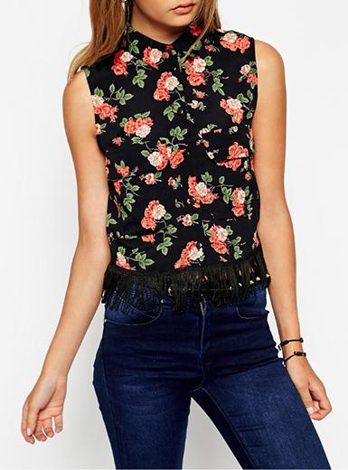 Women's Arm Less Flower Top - vmlfashion-com