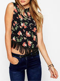 Women's Arm Less Flower Top - vmlfashion-com